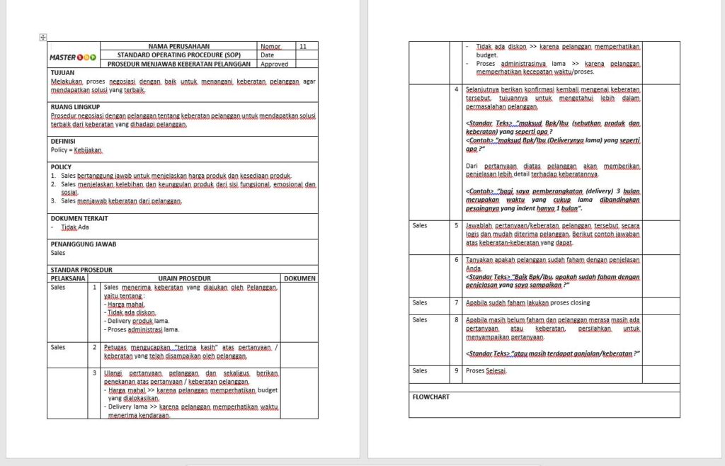 Contoh screenshot 4 - SOP MARKETING - PEMASARAN
