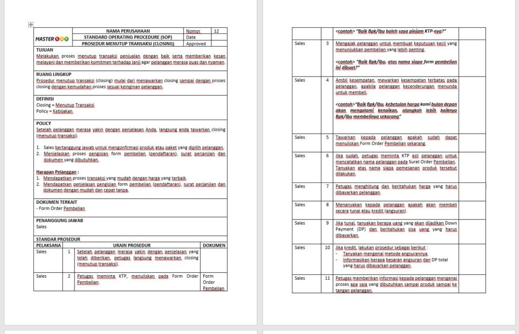 Contoh screenshot 7 - SOP MARKETING - PEMASARAN