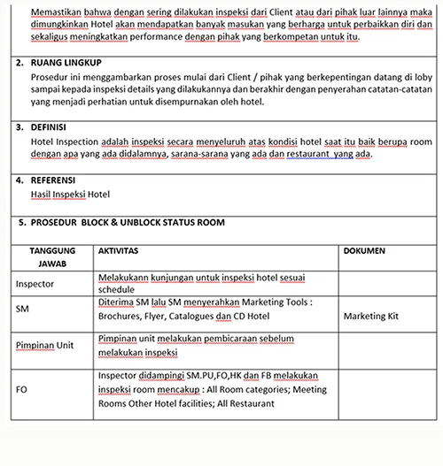Contoh screenshot 6 - PAKET SOP PERHOTELAN